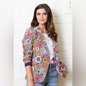 Foil linen Floral Women's Blazer